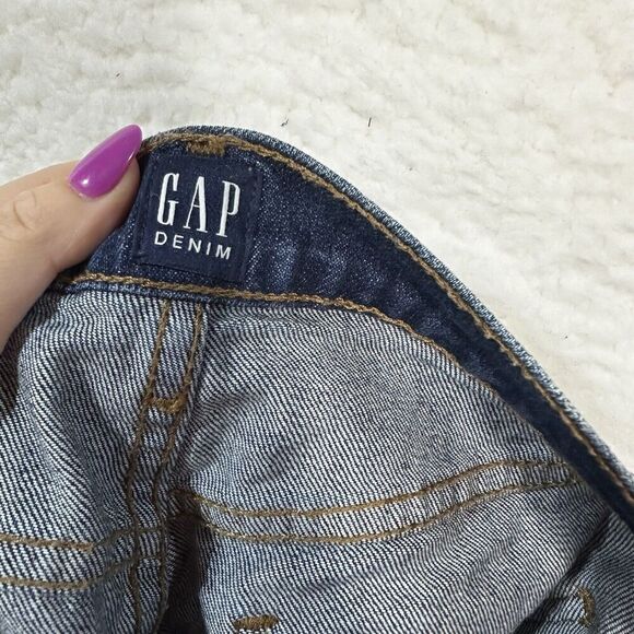 Gap Blue Denim Medium Destruction Washwell High Rise 3" Shorts Size 27 4 Whisker - Picture 5 of 7